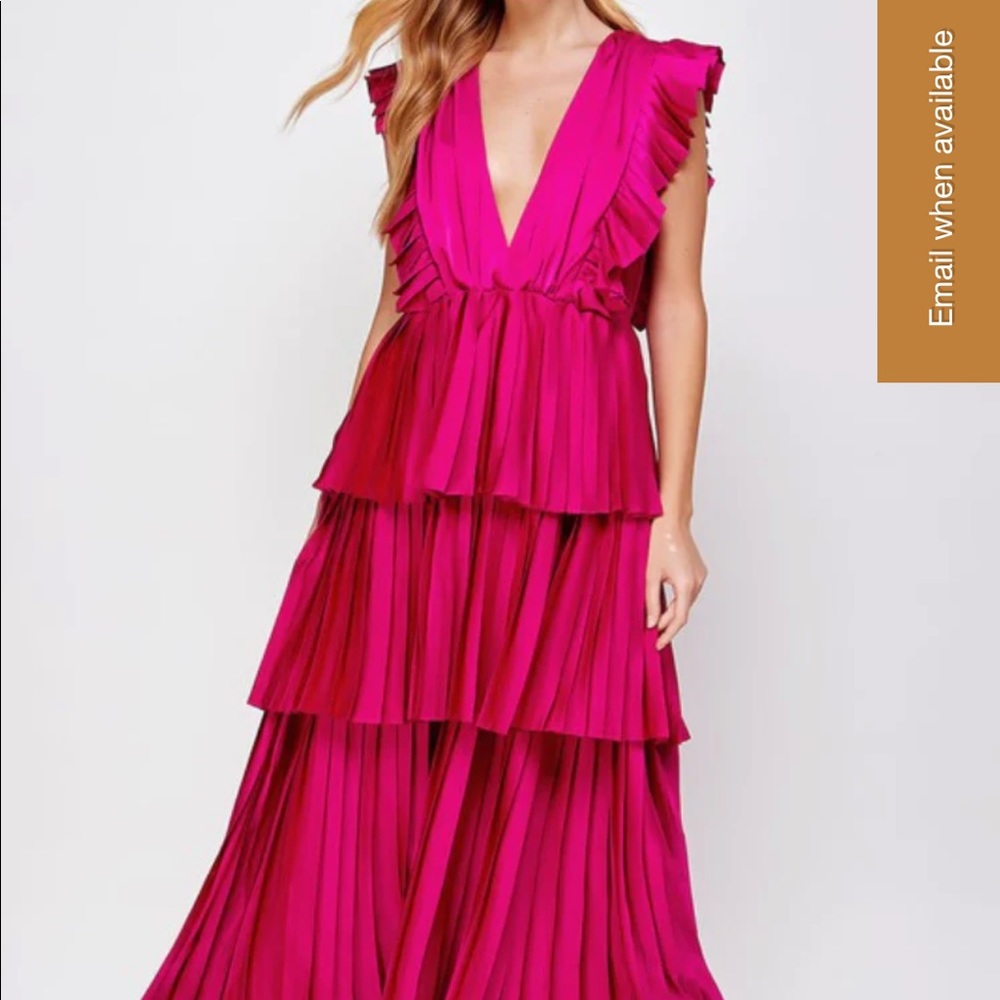 Pink ruffle tiered maxi dress